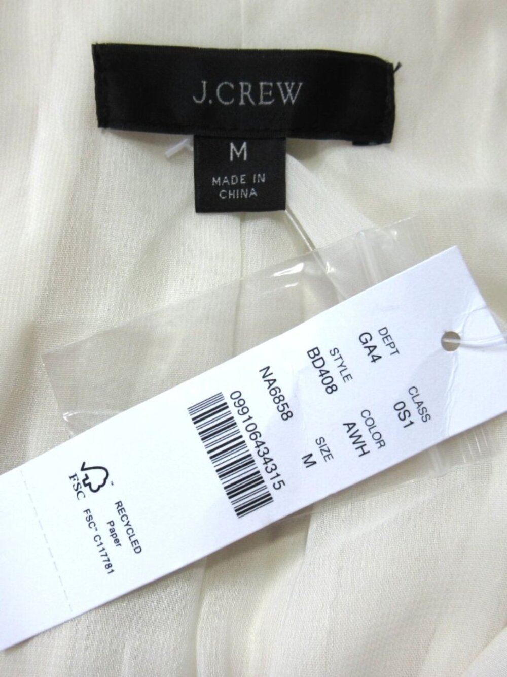 NWT J.Crew Featherweight Satin Tie-Neck Midi in Antique White Side Slit Dress M - Picture 6 of 7